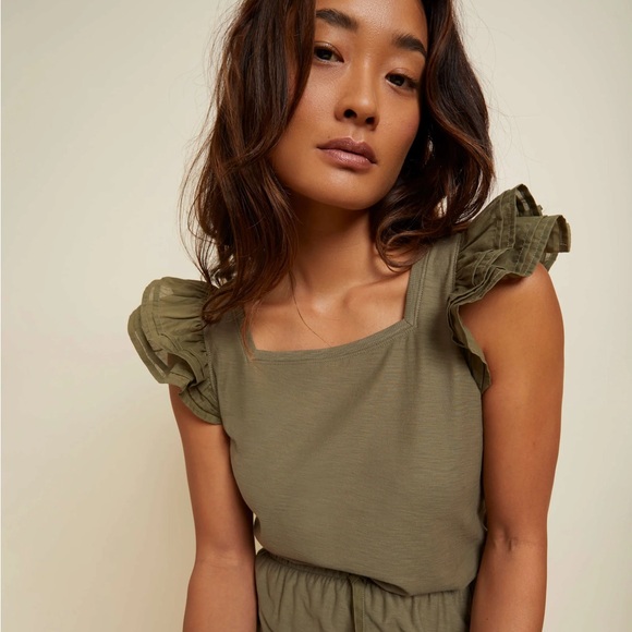 Nation LTD Cameo Ruffle Tank - Ivy - Picture 1 of 8